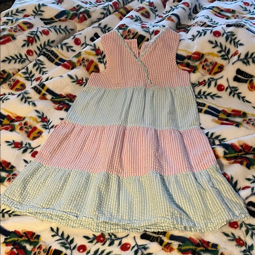 JK Designs Pink and Blue Striped Kids Dress